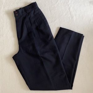 {VTG} Giorgio Sant' Angelo | Navy Wool Pleated High Waist Trouser Pants